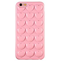 Cute iPhone 7 Plus Case, GIZEE Sweet Adorable 3D Stereoscopic Heart Shaped Shockproof Soft TPU Phone Case Cover & Skin for iPhone 7 Plus (Pink)